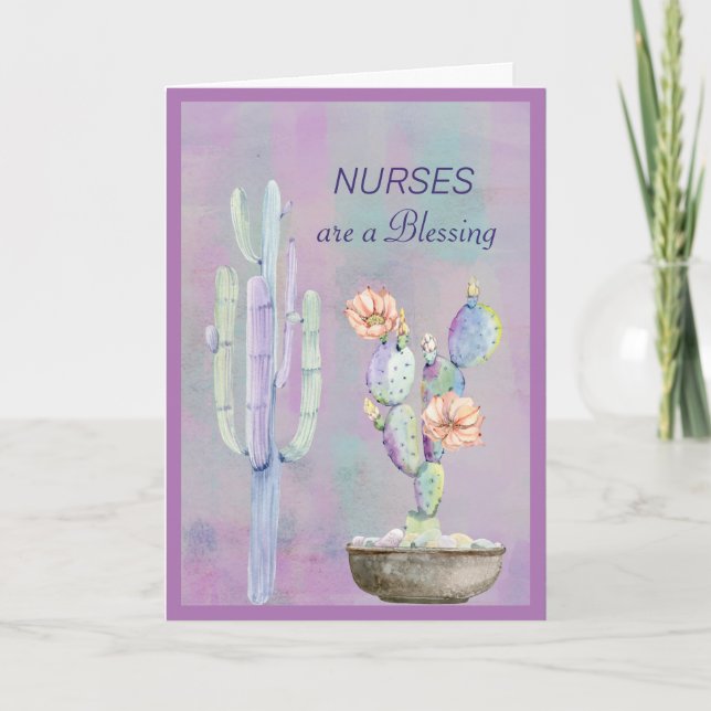 NURSES sind ein Segen-Aquarellkaktus Karte (Vorderseite)