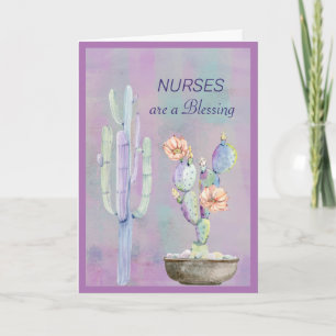 NURSES sind ein Segen-Aquarellkaktus Karte
