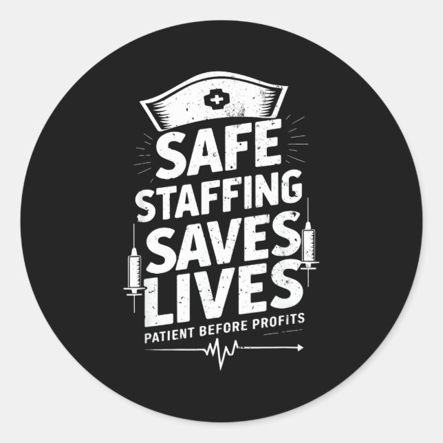 Nurses Strike Save Nursing Suprt Safe Staffing Sav Runder Aufkleber (Vorderseite)