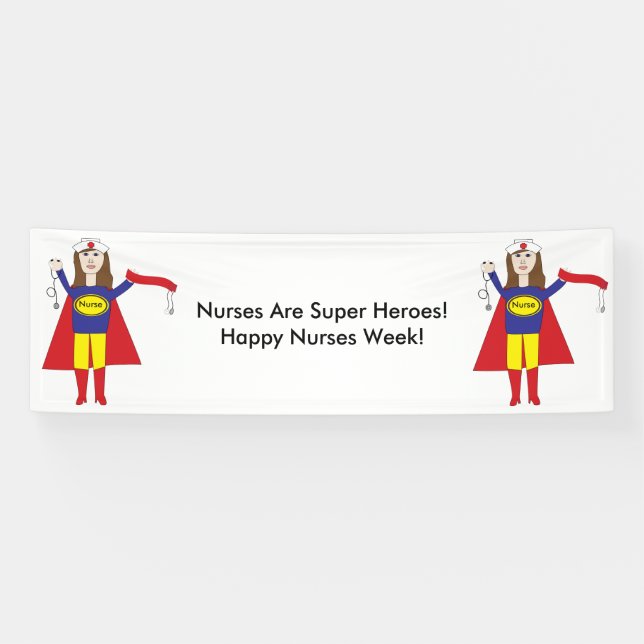 Nurses Super Heroes (Brünett) Personalisieren Banner (Horizontal)