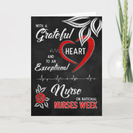 Nurses Week Grateful Red Heart White Rose Chalk Dankeskarte