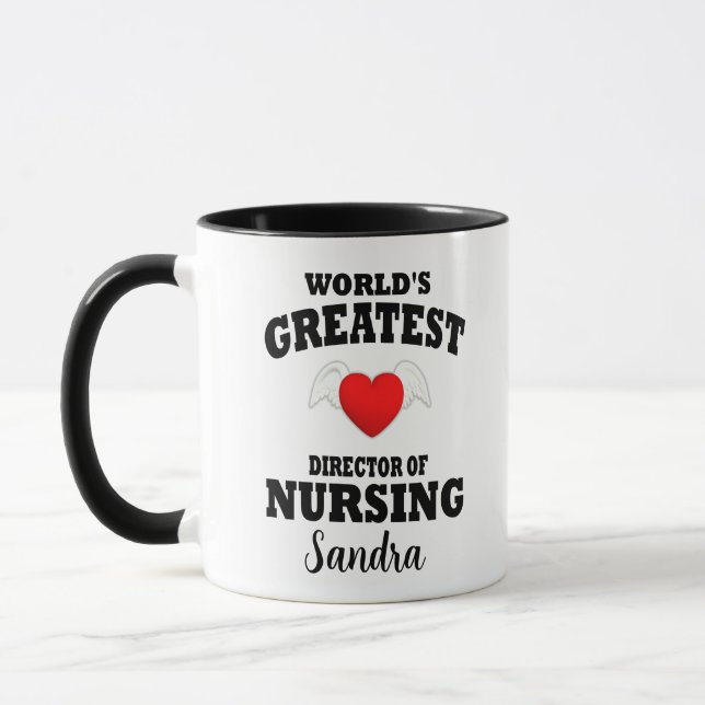 Nursing Angel Wing Red Heart Director Tasse (Links)