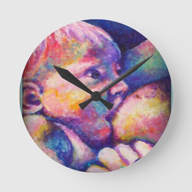Nursing Baby  Runde Wanduhr (Vorderseite)