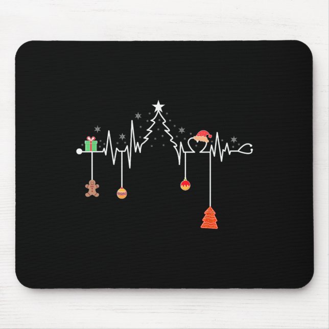 Nursing Christmas Shirt Christmas Tree Heartbeat F Mousepad (Vorne)