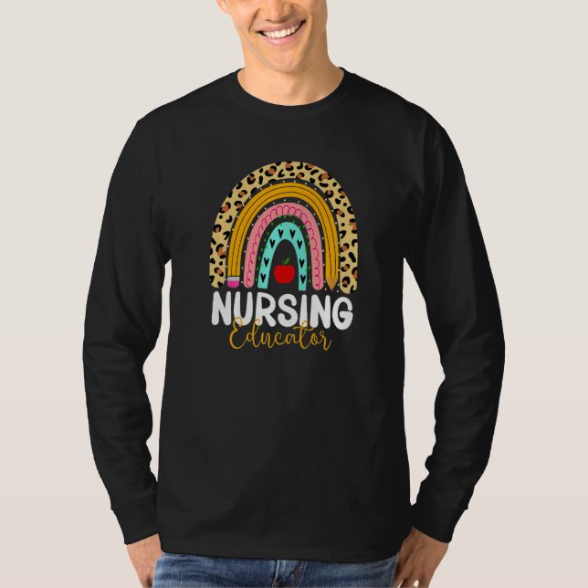 Nursing Educator Leopard Rainbow Healthcare Doctor T-Shirt (Vorderseite)