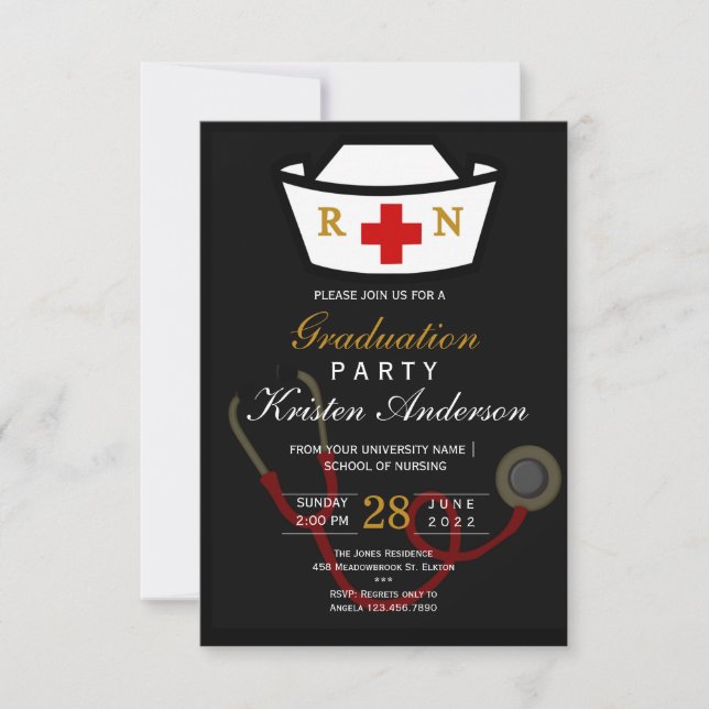 Nursing Graduation Invitation Einladung (Vorderseite)