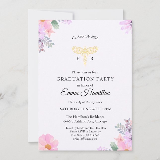 Nursing Graduation Invitation Photo | RN BSN Nurse Einladung (Vorderseite)