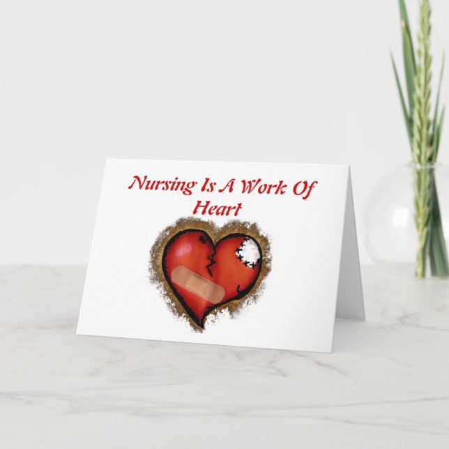 Nursing Is A Work of Heart Greeting Card Dankeskarte (Vorderseite)