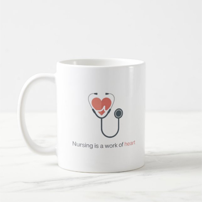Nursing Is A Work Of Heart Stethoscope Coffee Mug  Kaffeetasse (Links)