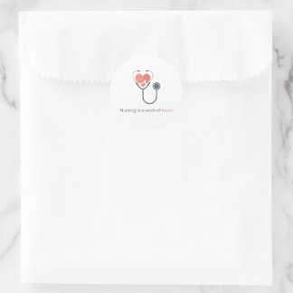 Nursing Is A Work Of Heart Stethoscope Sticker Nur