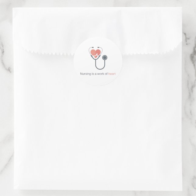 Nursing Is A Work Of Heart Stethoscope Sticker Nur (Tasche)