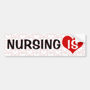 Nursing IS LOVE (Heart) Bumper Sticker Autoaufkleber