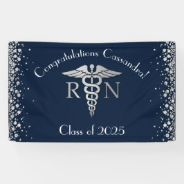 Nursing School Abschluss Navy Blue Silver Banner
