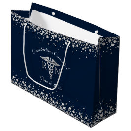 Nursing School Abschluss Navy Blue Silver Große Geschenktüte