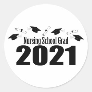 Nursing School Grad 2021 Karten und Diplome (schwa Runder Aufkleber