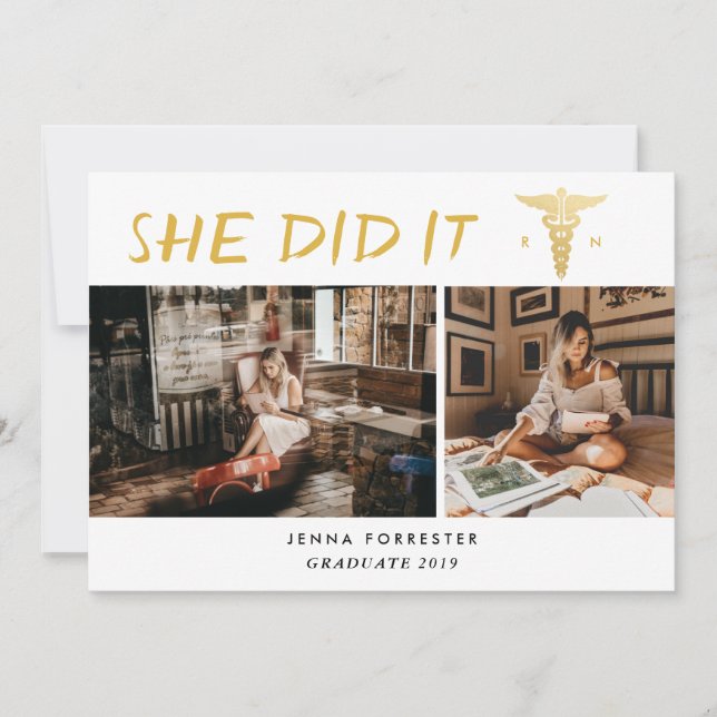 Nursing-Schule Sie hat Skript-Foto Einladung (Vorderseite)