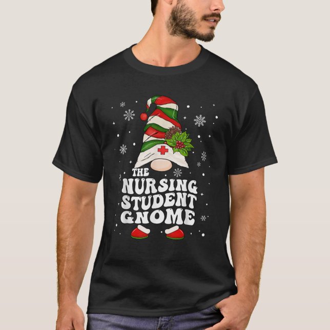 Nursing Student Gnome Groovy Christmas Student Nur T-Shirt (Vorderseite)