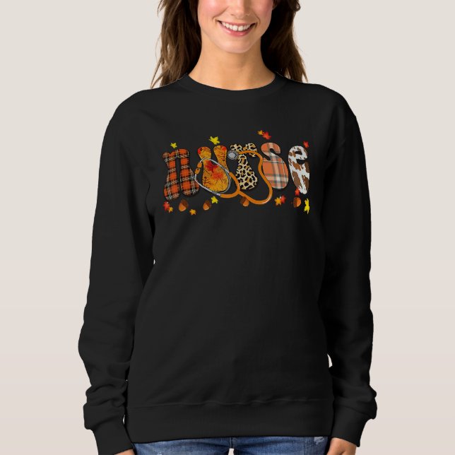 Nursing Thanksgiving Day Stethoscope Fall Nurse Co Sweatshirt (Vorderseite)