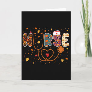 Nursing Thanksgiving Day Stethoskop Herbst Kranken Karte