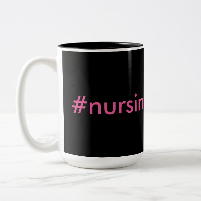 #nursingproblems schwarz/rosa zweifarbige tasse (Links)