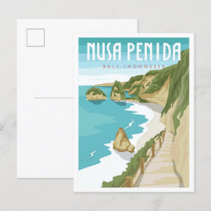 Nusa Penida Bali Indonesia Vintage Travel Postkarte