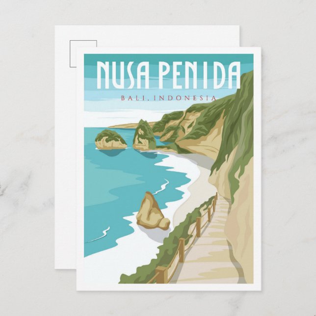 Nusa Penida Bali Indonesia Vintage Travel Postkarte (Vorne/Hinten)