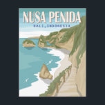 Nusa Penida Beach Bali Indonesien Vintag Postkarte<br><div class="desc">Bali Vintage Vektordesign. Es ist eine Insel südöstlich der indonesischen Insel Bali und ein Bezirk von Klungkung Regency,  der die Nachbarinsel Nusa Lembongan und zwölf noch kleinere Inseln umfasst.</div>