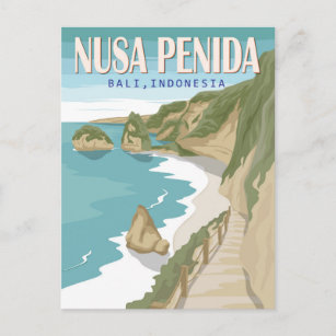 Nusa Penida Beach Bali Indonesien Vintag Postkarte