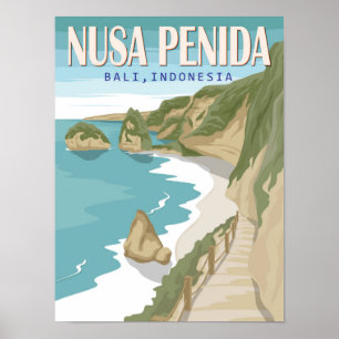 Nusa Penida Strand Bali Indonesien Vintage Poster