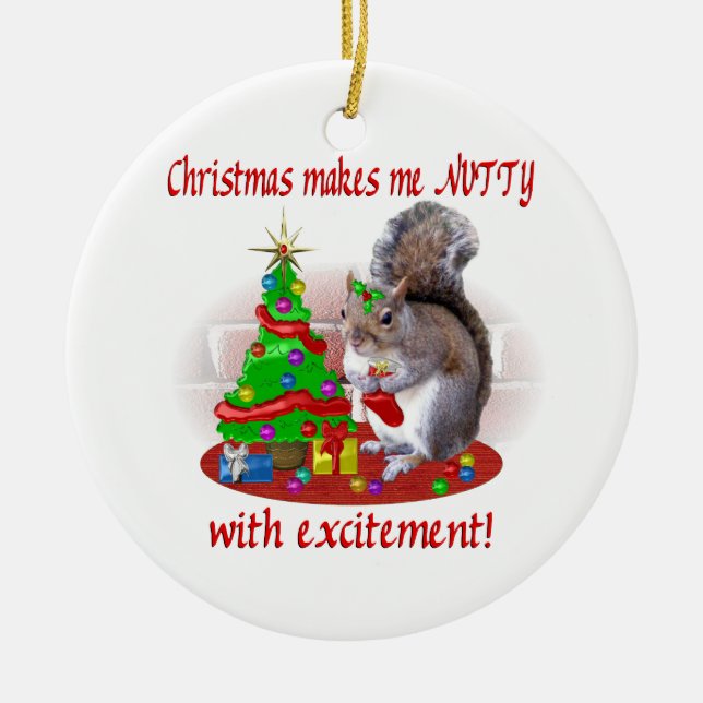 Nussartiges Weihnachtseichhörnchen Keramik Ornament (Vorne)