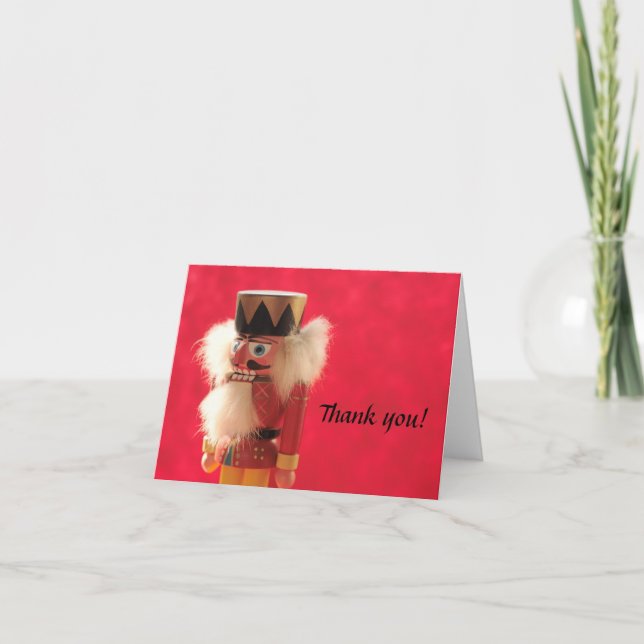 Nusscracker auf rot Danksagkarte Dankeskarte (Vorderseite)