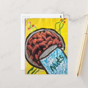 Nüsse Mandeln Mixed Media Collage Postkarte