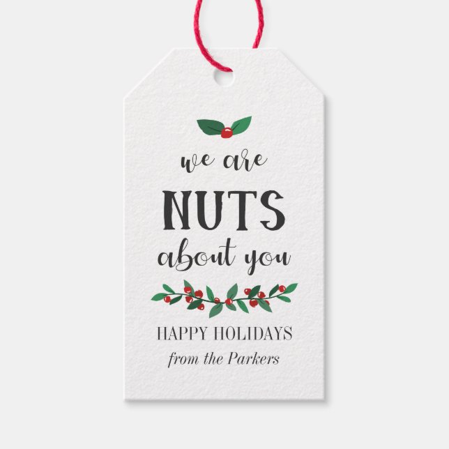 Nüsse über euch Weihnachtsbäume Geschenkanhänger (Vorderseite)