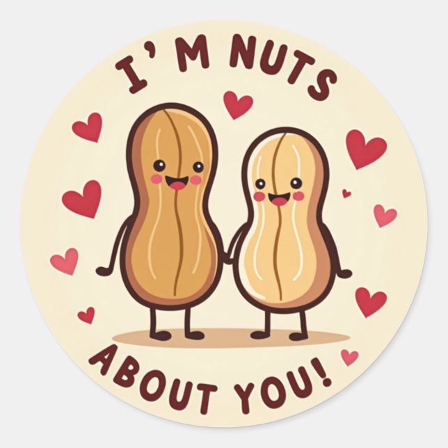 Nüsse über Liebe: Adorable Peanut Couple Aufkleber (Vorderseite)