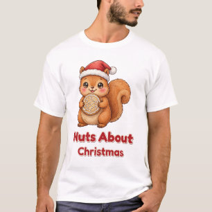 Nüsse über Weihnachts-Eichhörnchen-Cookie-T-Shirt T-Shirt