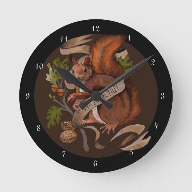 Nusseeichhörnchen Runde Wanduhr (Vorderseite)