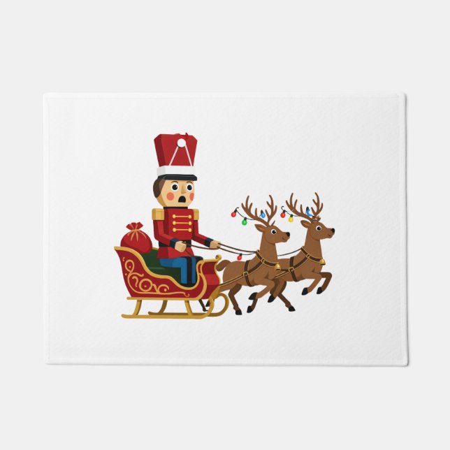 Nussknacker auf einem magischen Weihnachtsschlitte Fußmatte (Vorderseite)