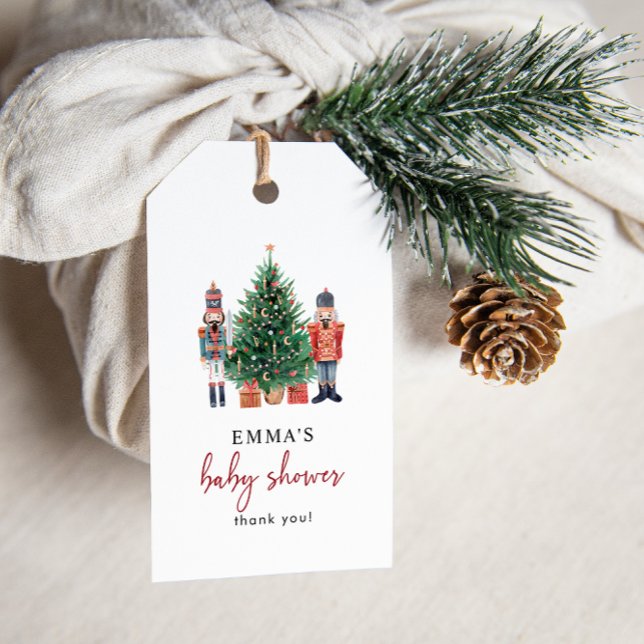 Nussknacker-Baby-Shower-Geschenkanhänger Geschenkanhänger (Nutcracker Baby Shower Gift Tag by Painted Paperie)
