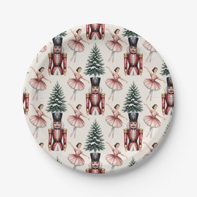 Nussknacker Ballerina Balletttänzer Weihnachtsbaum Pappteller (Vorderseite)