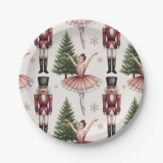 Nussknacker Ballerina Balletttänzer Weihnachtsbaum Pappteller (Vorderseite)