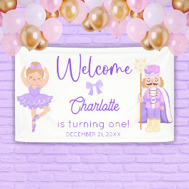 Nussknacker-Ballerina-Lila-Geburtstagsbegrüßung Banner