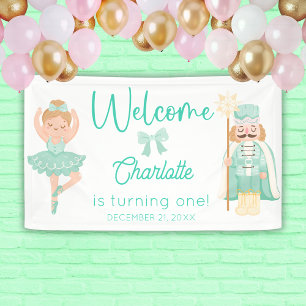 Nussknacker-Ballerina-Mint-Geburtstags-Willkommen Banner