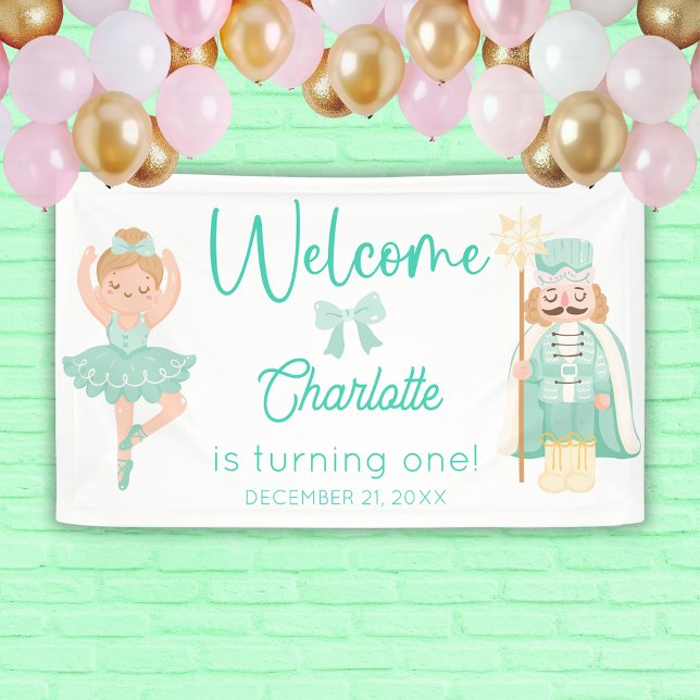 Nussknacker-Ballerina-Mint-Geburtstags-Willkommen Banner (Von Creator hochgeladen)
