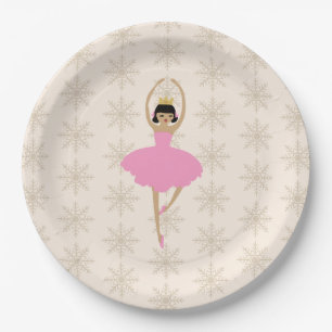 Nussknacker-Ballerina-Schneeflocken-Muster Pappteller