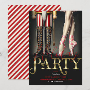 Nussknacker & Ballerina Schwarz-Gold-Weihnachtsfei Einladung