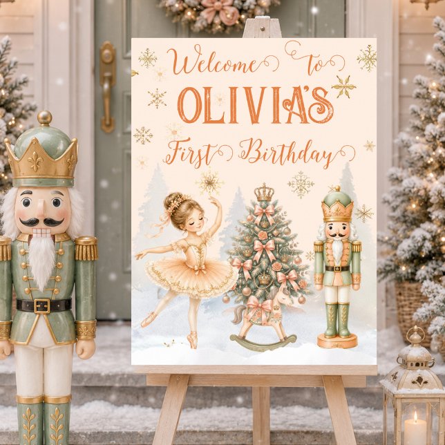 Nussknacker-Ballerina Sugar Plum Willkommensschild Poster (Nutcracker Sugar Plum Fairy Ballerina Welcome Sign)