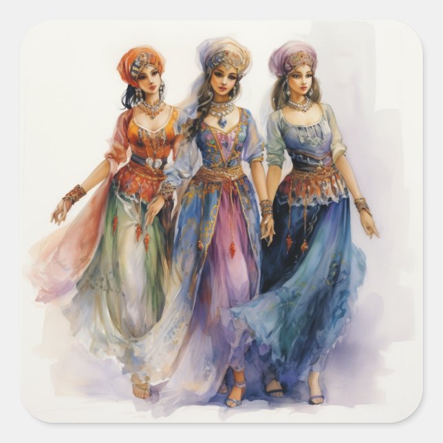 Nussknacker-Ballett, elegante arabische Tänzer Quadratischer Aufkleber (Vorderseite)