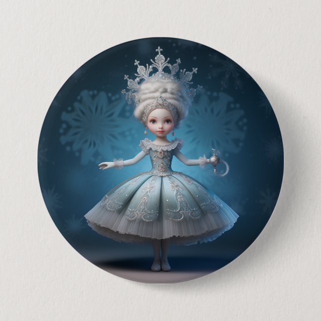 Nussknacker-Ballett-Mode-Schneekönigin Button (Vorderseite)