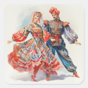 Nussknacker-Ballett, russische Tänzer Quadratischer Aufkleber