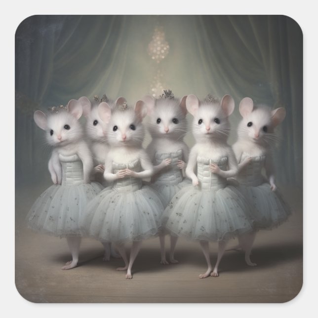 Nussknacker-Ballettmode-Mäuse Quadratischer Aufkleber (Vorderseite)